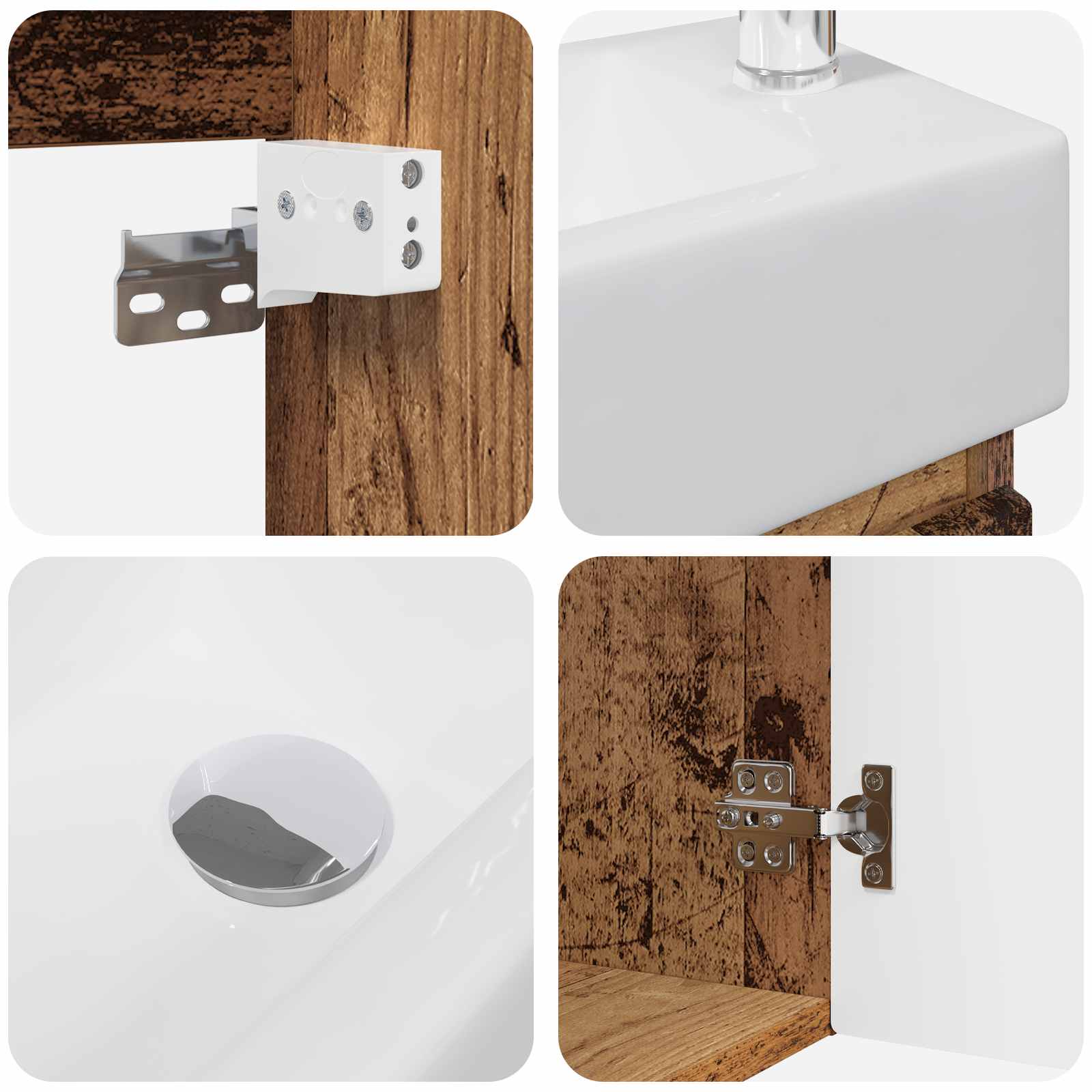 Badkamermeubel met kraan Oud hout 45,5 x 22,5 x 84 cm