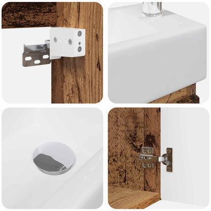 Badkamermeubel met kraan Oud hout 45,5 x 22,5 x 84 cm