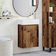 Badkamermeubel met kraan oud hout 45,5x22,5x84 cm