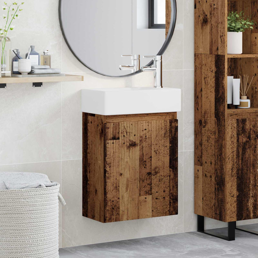 Badkamermeubel met kraan Oud hout 45,5 x 22,5 x 84 cm