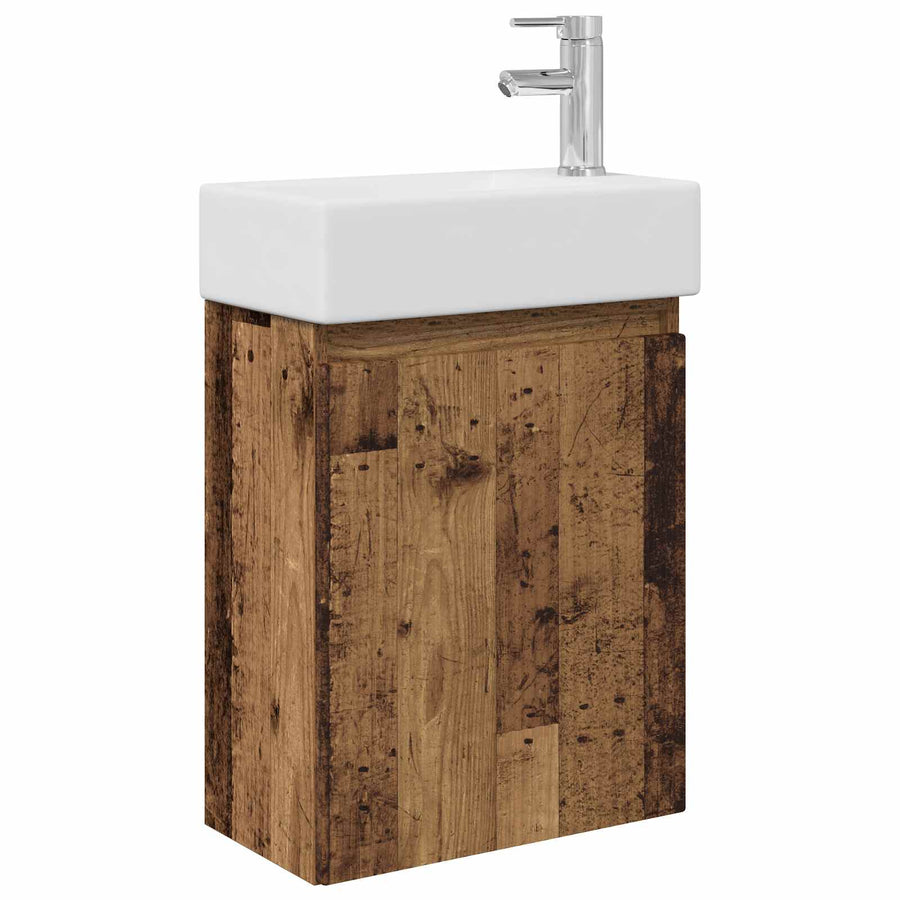 Badkamermeubel met kraan Oud hout 45,5 x 22,5 x 84 cm