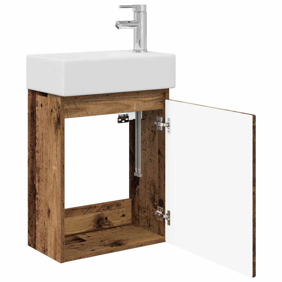 Badkamermeubel met kraan Oud hout 45,5 x 22,5 x 84 cm