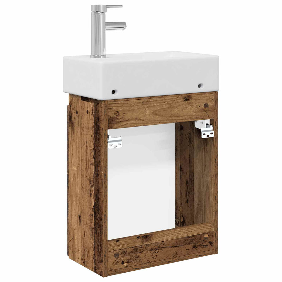 Badkamermeubel met kraan Oud hout 45,5 x 22,5 x 84 cm