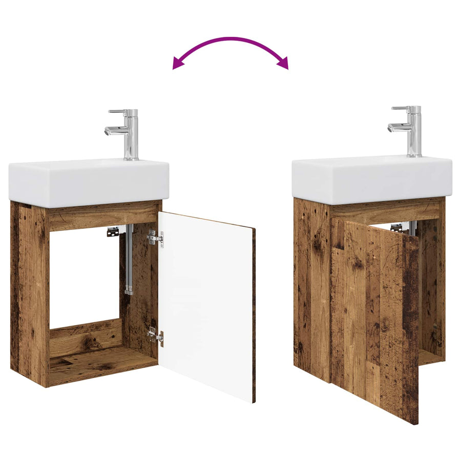 Badkamermeubel met kraan Oud hout 45,5 x 22,5 x 84 cm