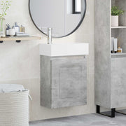 Badkamermeubel 45,5x22,5x84 cm betongrijs met kraan