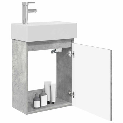 Badkamermeubel met kraan Betongrijs 45,5 x 22,5 x 84 cm