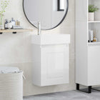 High-gloss White Bathroom Vanity Unit with Faucet 45.5 x 22.5 x 84 cm