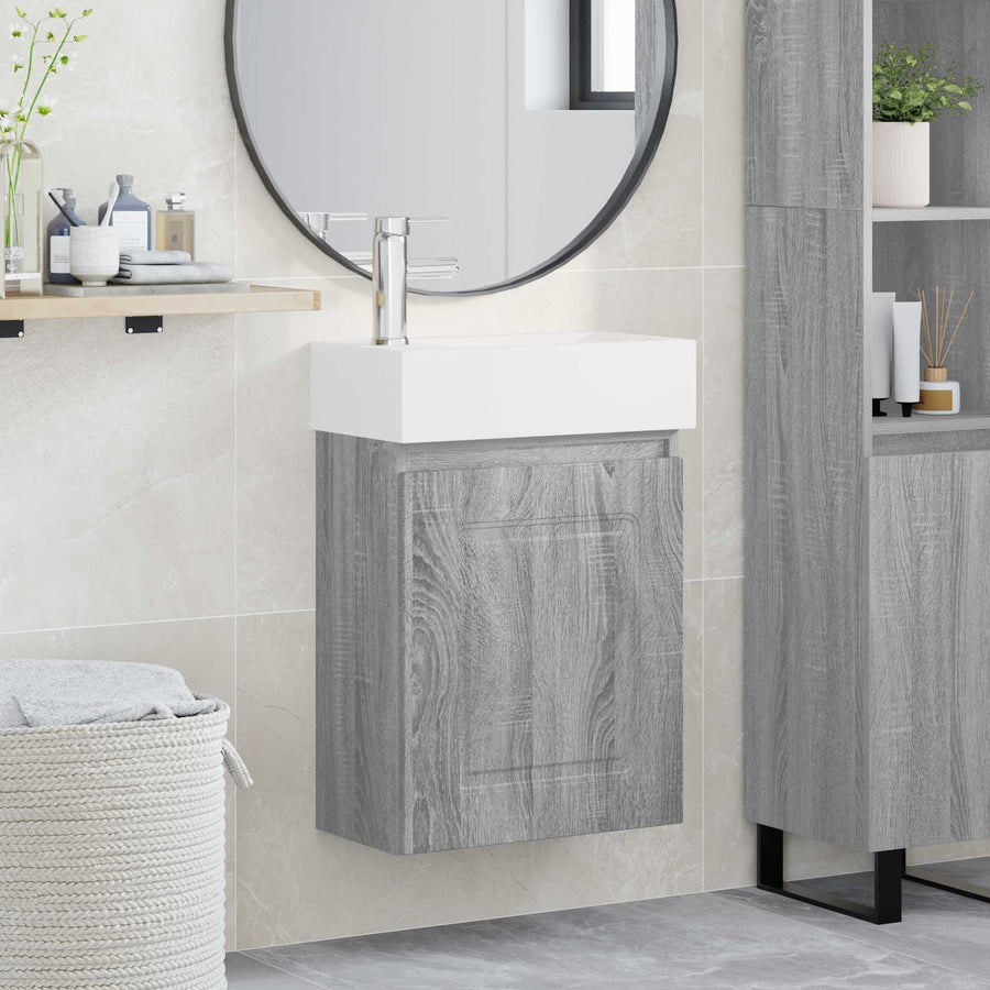 Badkamermeubel met kraan Grijs Sonoma 45,5 x 22,5 x 84 cm