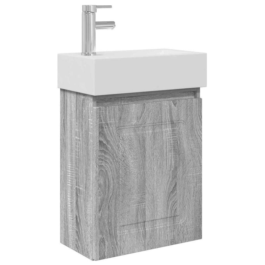 Badkamermeubel met kraan Grijs Sonoma 45,5 x 22,5 x 84 cm