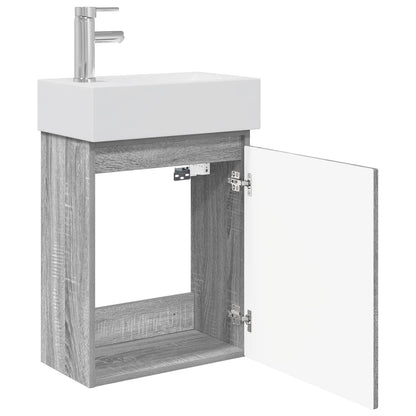 Badkamermeubel met kraan Grijs Sonoma 45,5 x 22,5 x 84 cm
