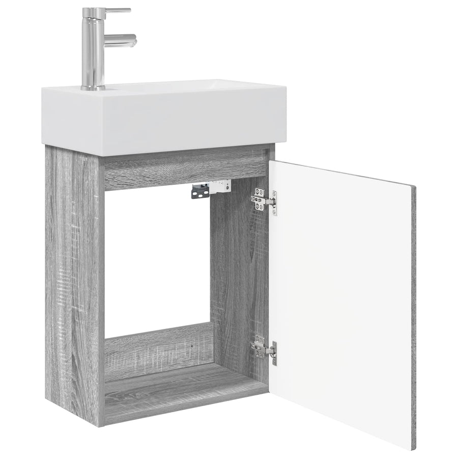 Badkamermeubel met kraan Grijs Sonoma 45,5 x 22,5 x 84 cm