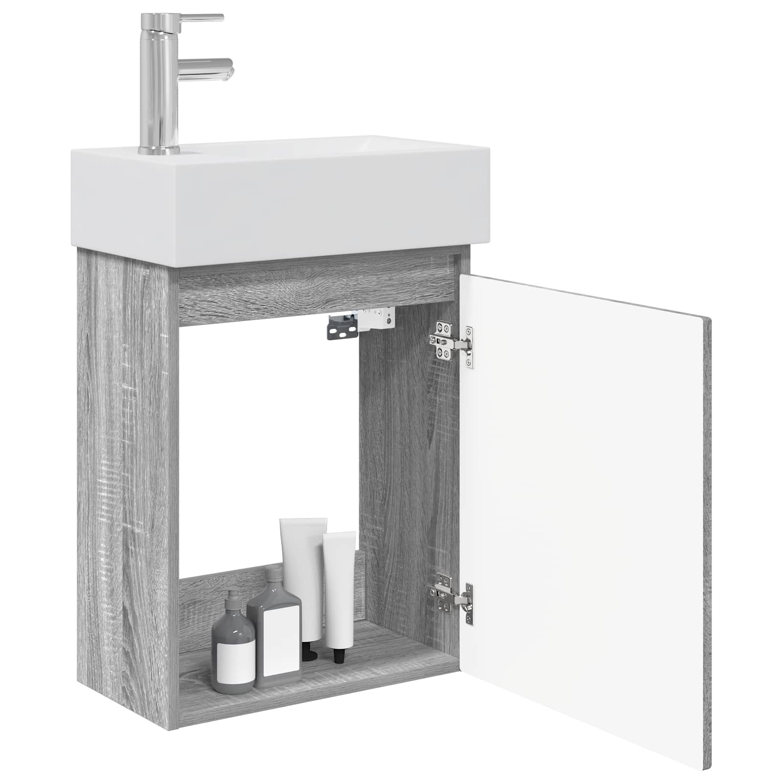 Badkamermeubel met kraan Grijs Sonoma 45,5 x 22,5 x 84 cm