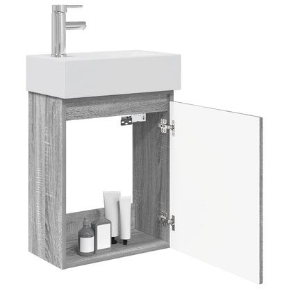 Badkamermeubel met kraan Grijs Sonoma 45,5 x 22,5 x 84 cm