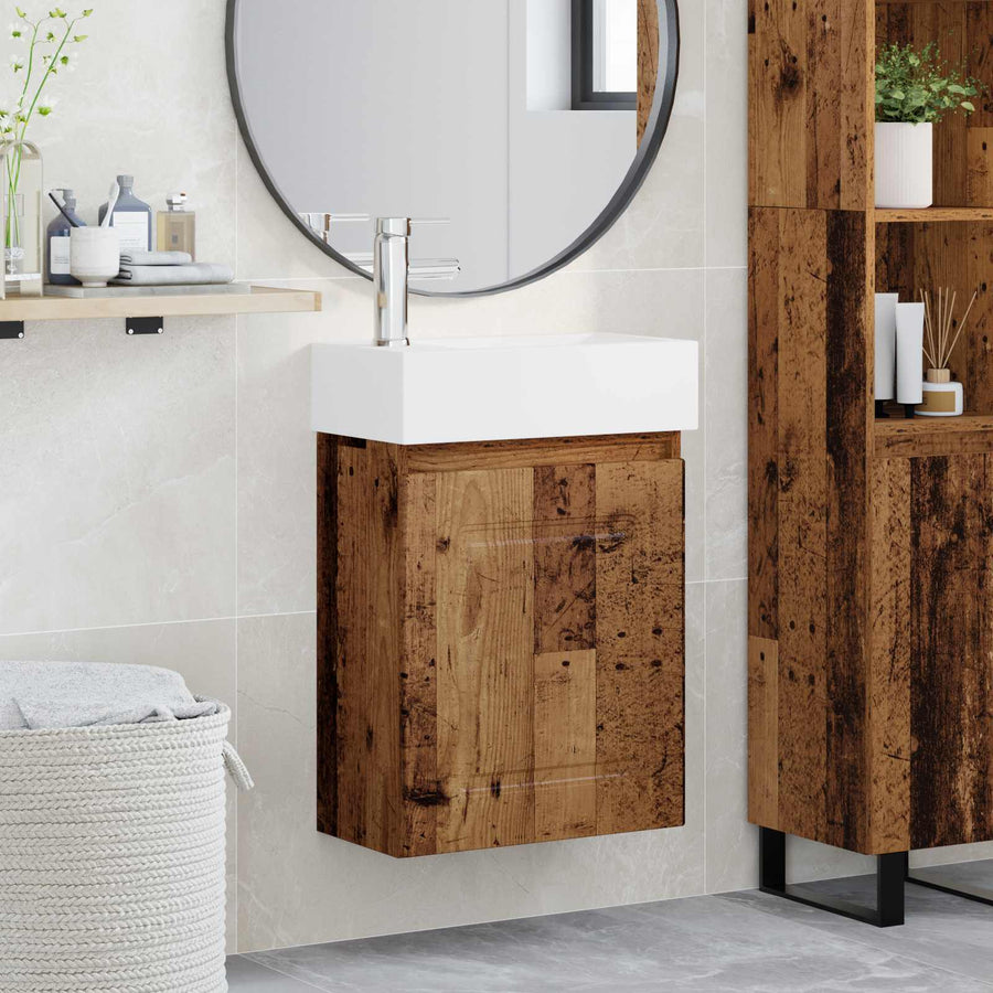 Badkamermeubel met kraan Oud hout 45,5 x 22,5 x 84 cm