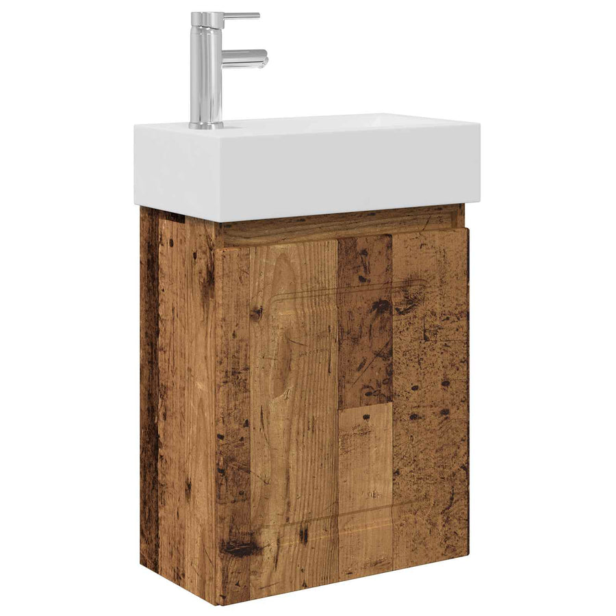 Badkamermeubel met kraan Oud hout 45,5 x 22,5 x 84 cm