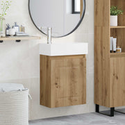 Badkamermeubel met kraan 45,5x22,5x84 cm eiken