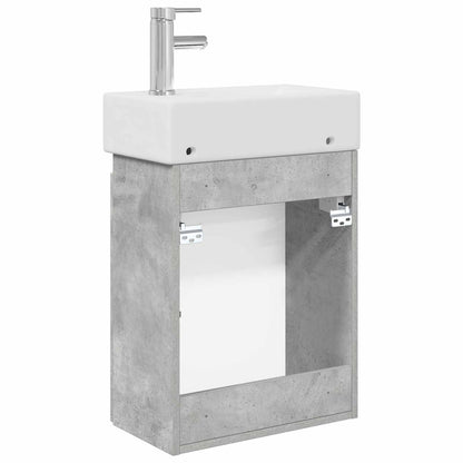 Badkamermeubel met kraan Betongrijs 45,5 x 22,5 x 84 cm