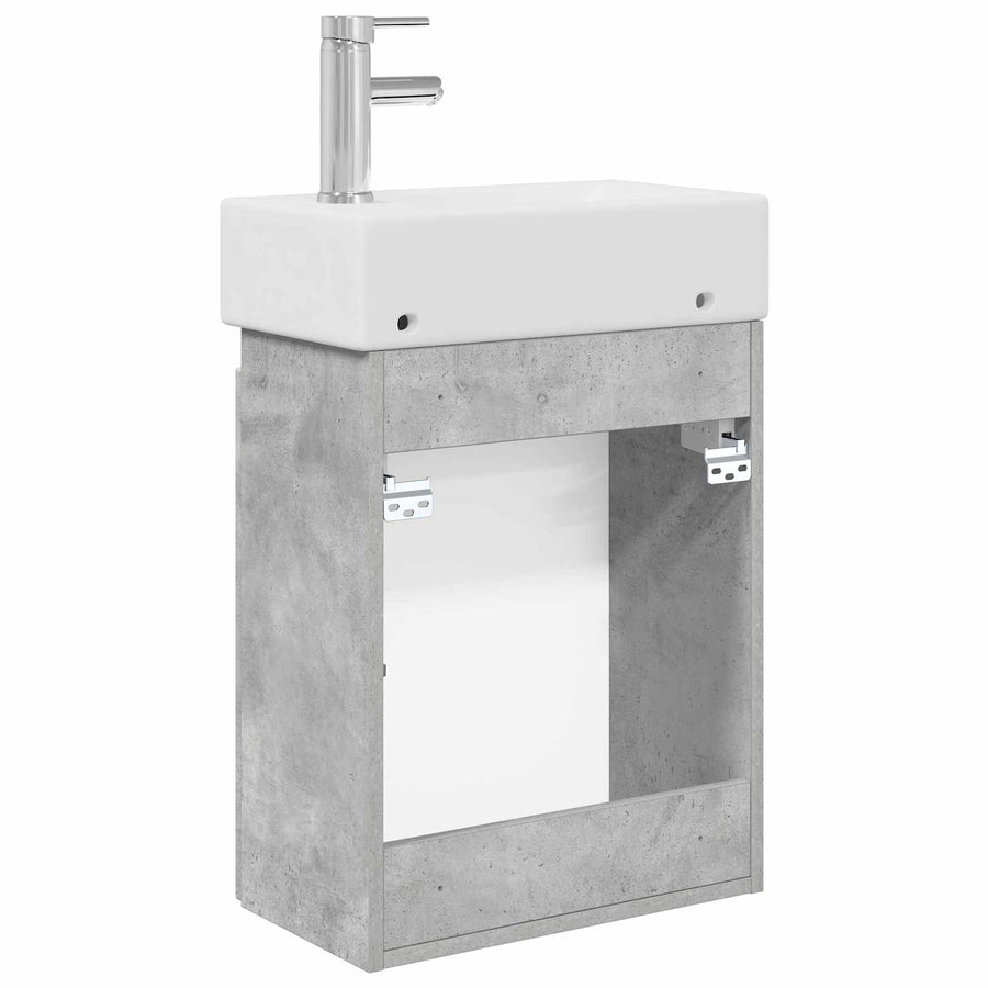 Badkamermeubel met kraan Betongrijs 45,5 x 22,5 x 84 cm
