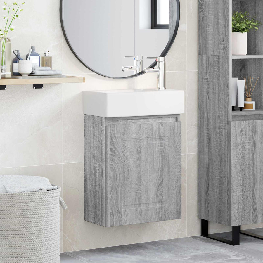 Badkamermeubel met kraan Grijs Sonoma 45,5 x 22,5 x 84 cm
