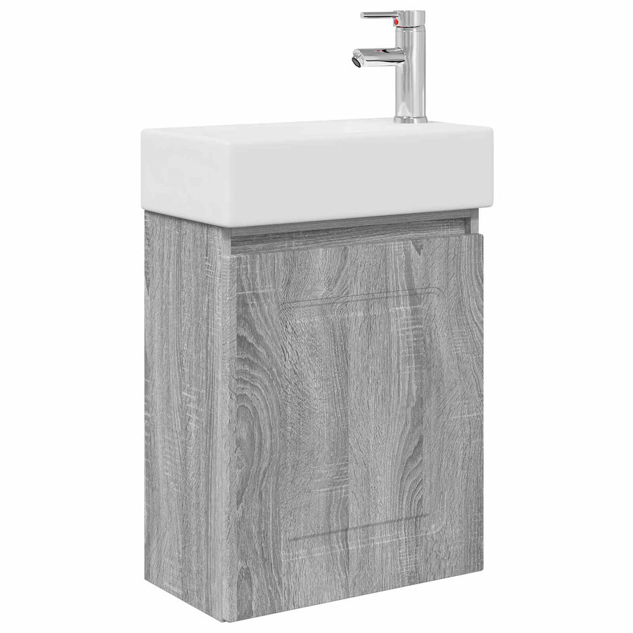 Badkamermeubel met kraan Grijs Sonoma 45,5 x 22,5 x 84 cm