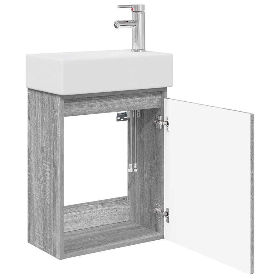 Badkamermeubel met kraan Grijs Sonoma 45,5 x 22,5 x 84 cm