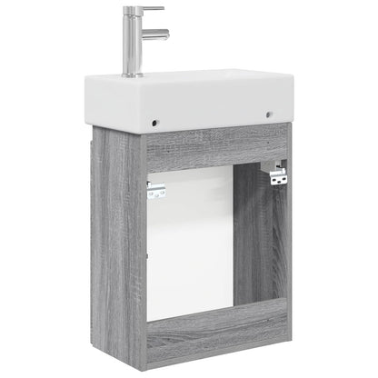 Badkamermeubel met kraan Grijs Sonoma 45,5 x 22,5 x 84 cm