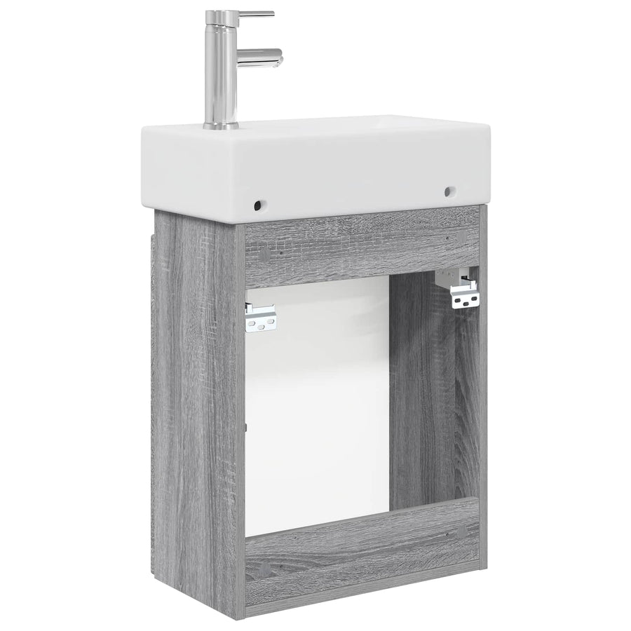 Badkamermeubel met kraan Grijs Sonoma 45,5 x 22,5 x 84 cm