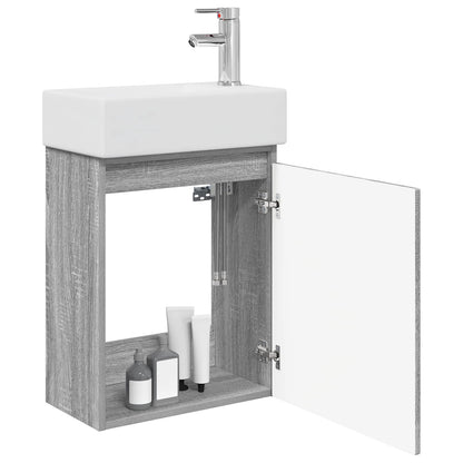 Badkamermeubel met kraan Grijs Sonoma 45,5 x 22,5 x 84 cm