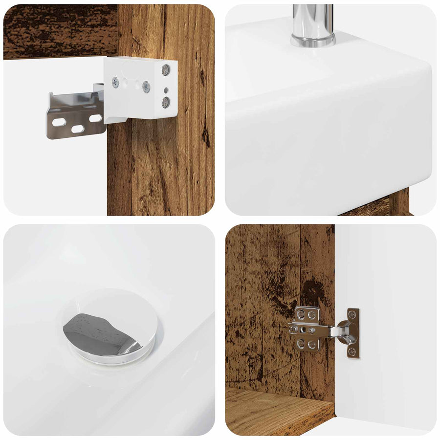 Badkamermeubel met kraan Oud hout 45,5 x 22,5 x 84 cm