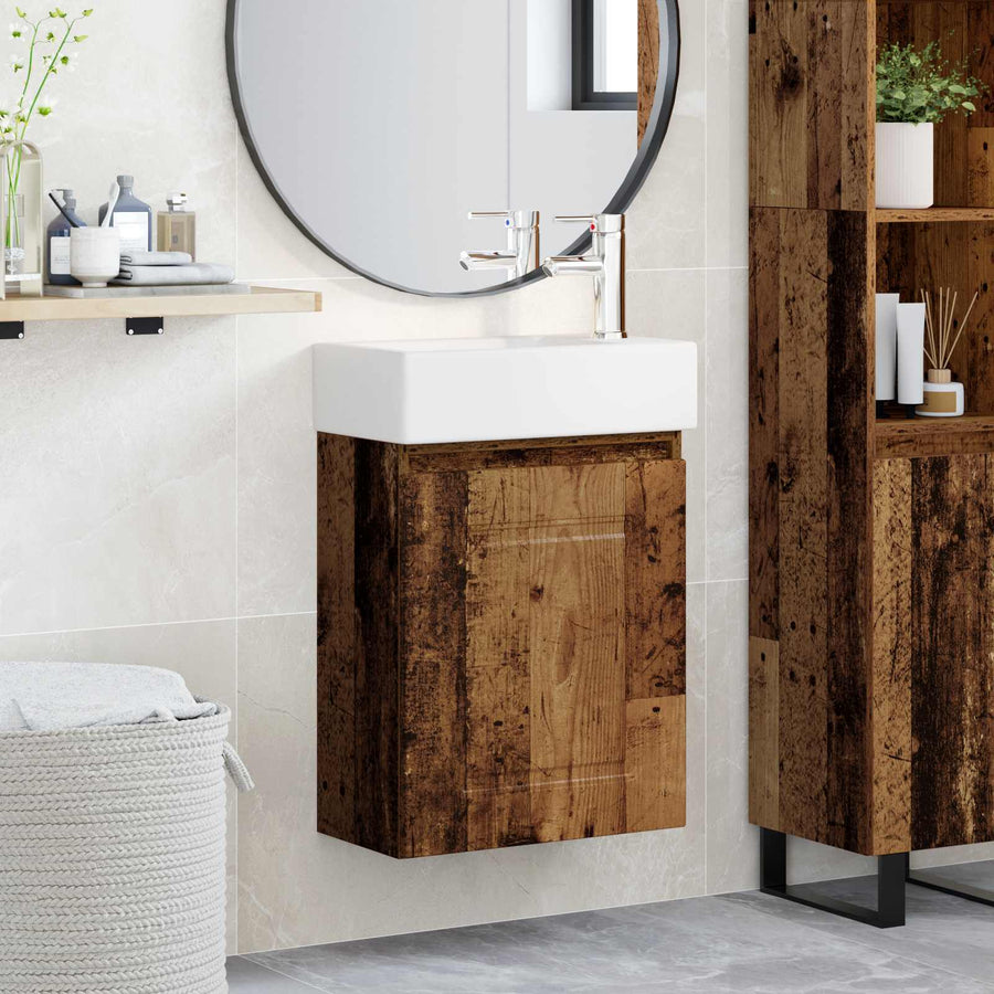 Badkamermeubel met kraan Oud hout 45,5 x 22,5 x 84 cm