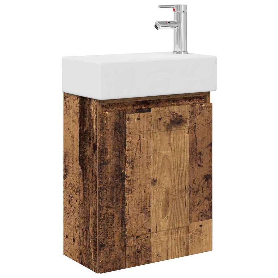 Badkamermeubel met kraan Oud hout 45,5 x 22,5 x 84 cm