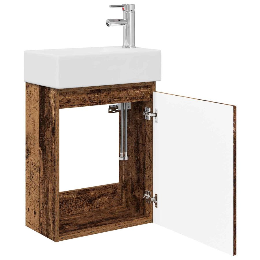 Badkamermeubel met kraan Oud hout 45,5 x 22,5 x 84 cm