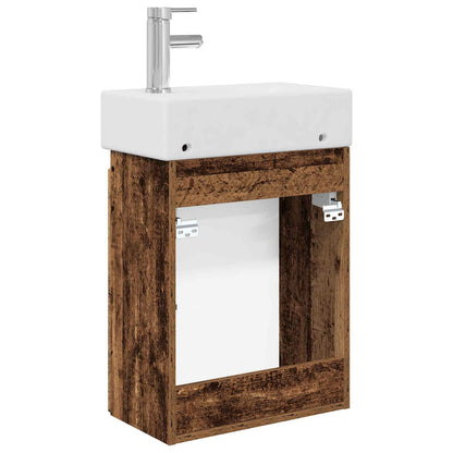 Badkamermeubel met kraan Oud hout 45,5 x 22,5 x 84 cm