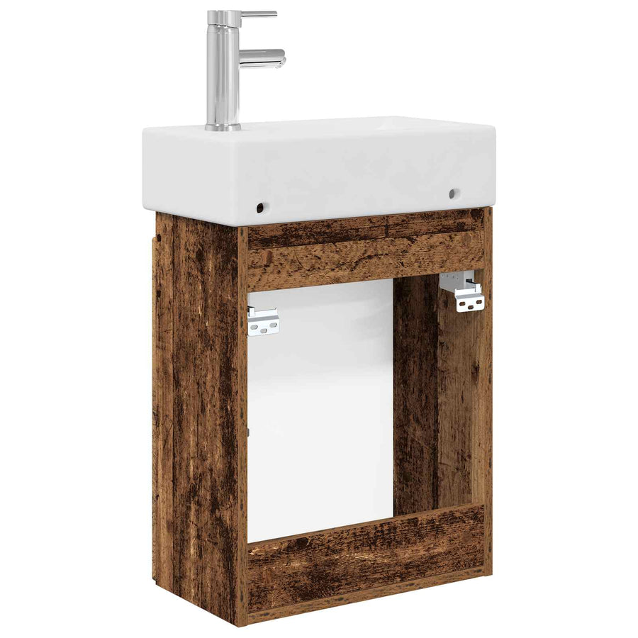 Badkamermeubel met kraan Oud hout 45,5 x 22,5 x 84 cm