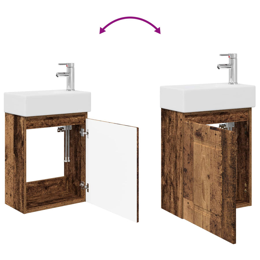 Badkamermeubel met kraan Oud hout 45,5 x 22,5 x 84 cm
