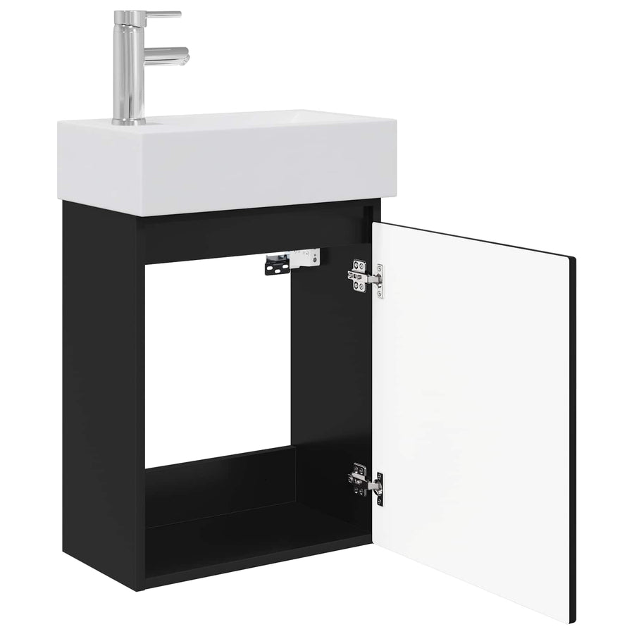 Badkamermeubel met kraan Zwart 45,5 x 25,5 x 84 cm