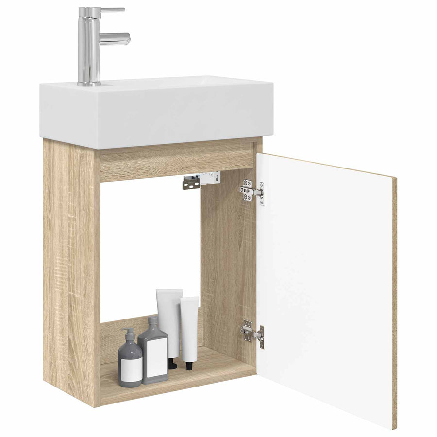 Badkamermeubel met kraan Sonoma Eiken 45,5 x 25,5 x 84 cm