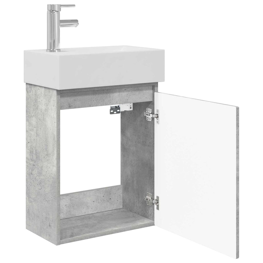 Badkamermeubel met kraan Betongrijs 45,5 x 25,5 x 84 cm