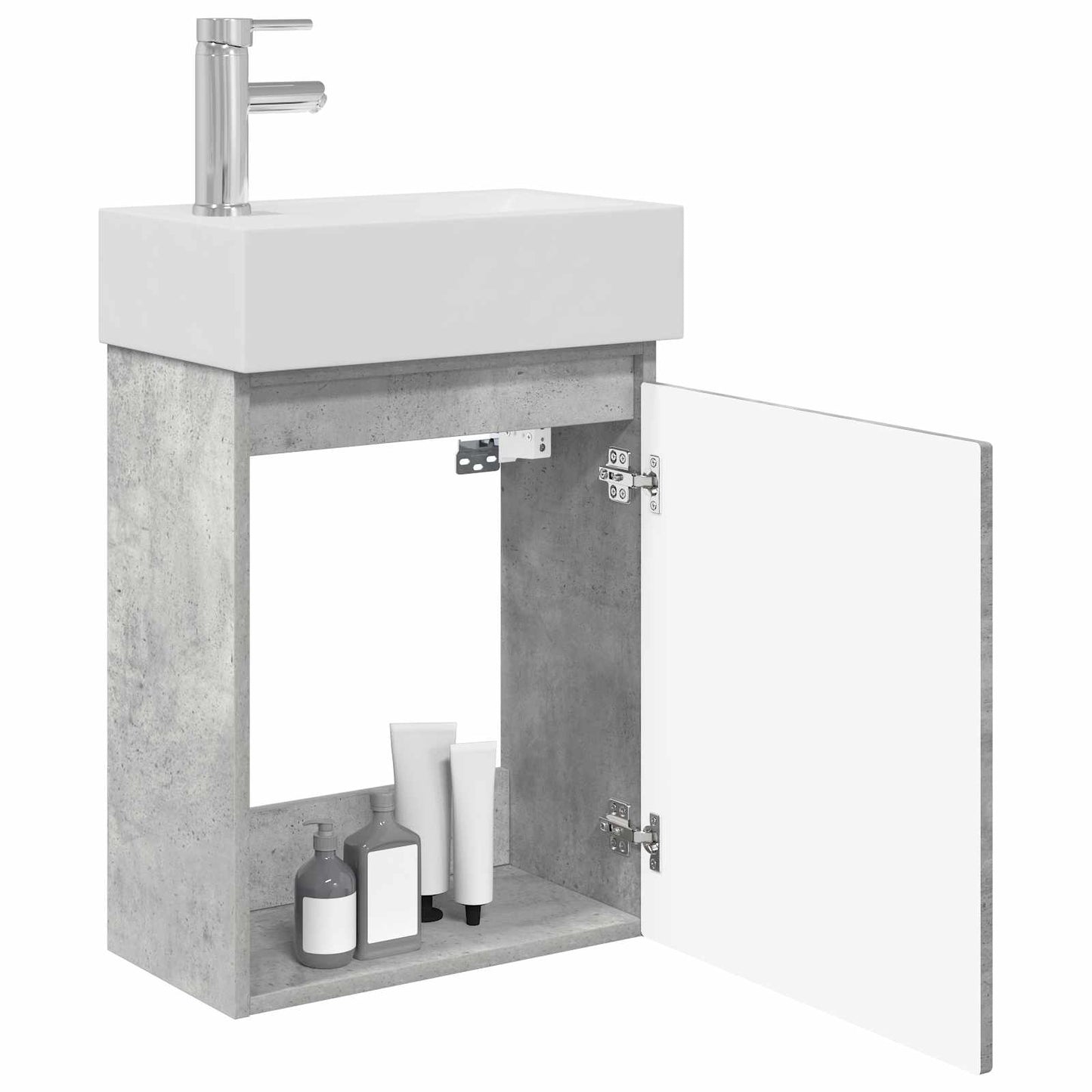 Badkamermeubel met kraan Betongrijs 45,5 x 25,5 x 84 cm