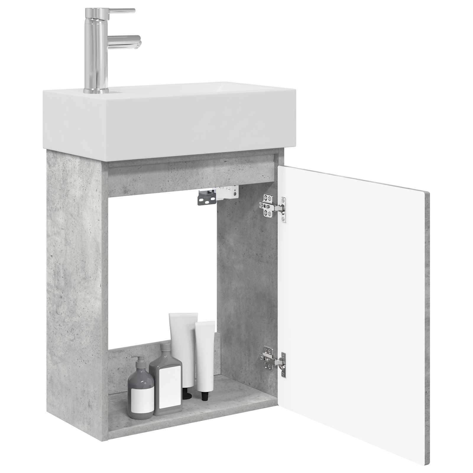 Badkamermeubel met kraan Betongrijs 45,5 x 25,5 x 84 cm