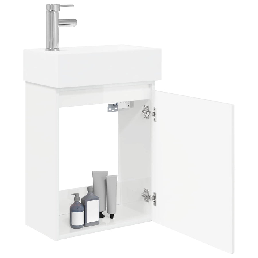 Badkamermeubel met kraan Hoogglans Wit 45,5 x 25,5 x 84 cm