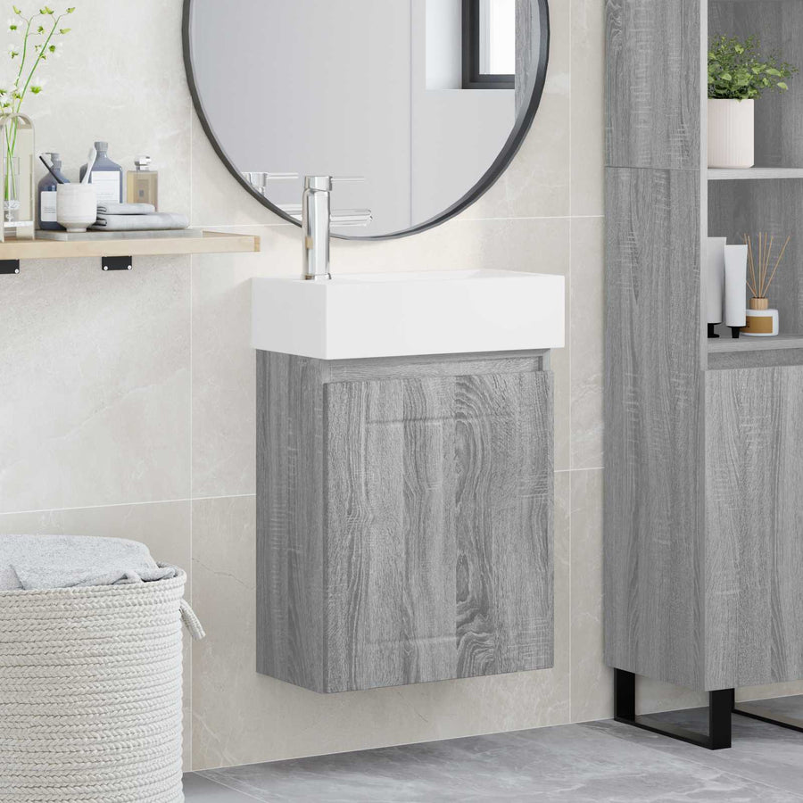 Badkamermeubel met kraan Grijs Sonoma 45,5 x 25,5 x 84 cm