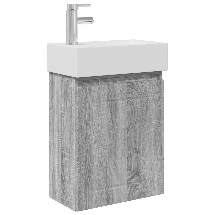 Badkamermeubel met kraan Grijs Sonoma 45,5 x 25,5 x 84 cm