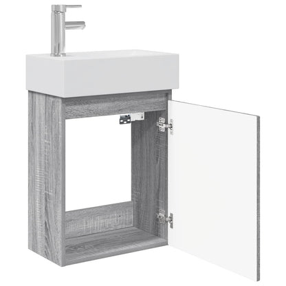 Badkamermeubel met kraan Grijs Sonoma 45,5 x 25,5 x 84 cm