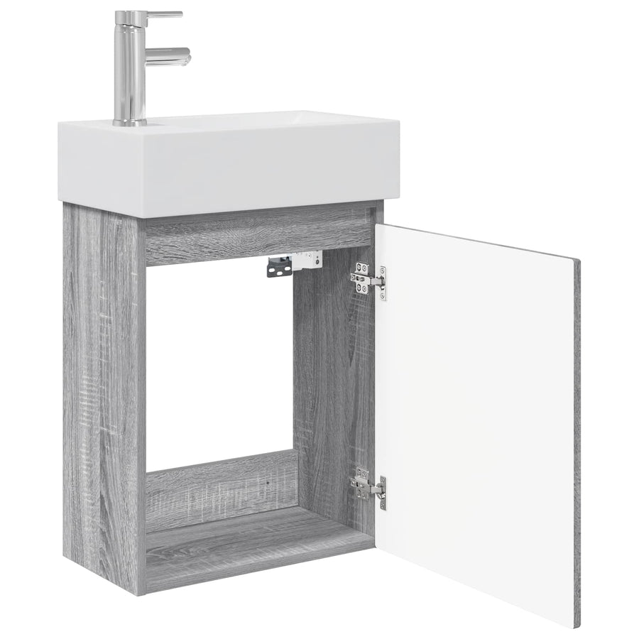 Badkamermeubel met kraan Grijs Sonoma 45,5 x 25,5 x 84 cm