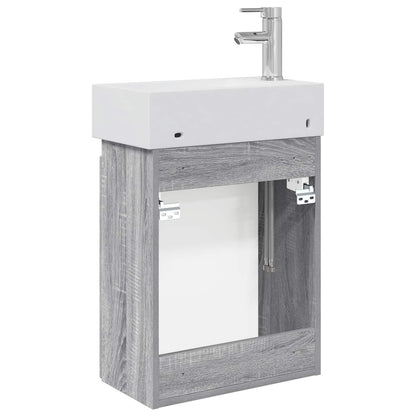 Badkamermeubel met kraan Grijs Sonoma 45,5 x 25,5 x 84 cm