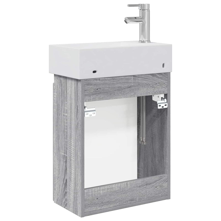 Badkamermeubel met kraan Grijs Sonoma 45,5 x 25,5 x 84 cm