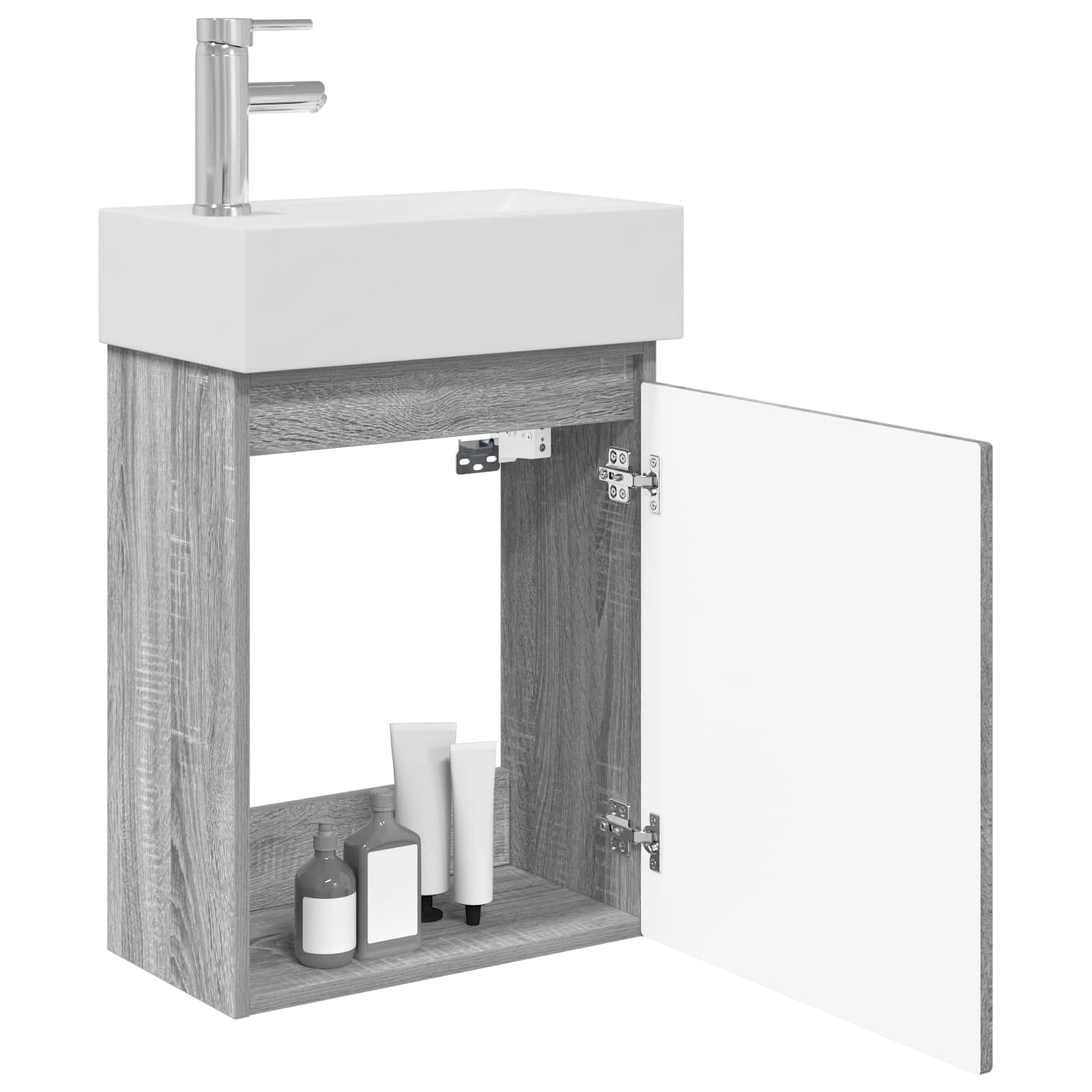 Badkamermeubel met kraan Grijs Sonoma 45,5 x 25,5 x 84 cm