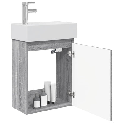 Badkamermeubel met kraan Grijs Sonoma 45,5 x 25,5 x 84 cm