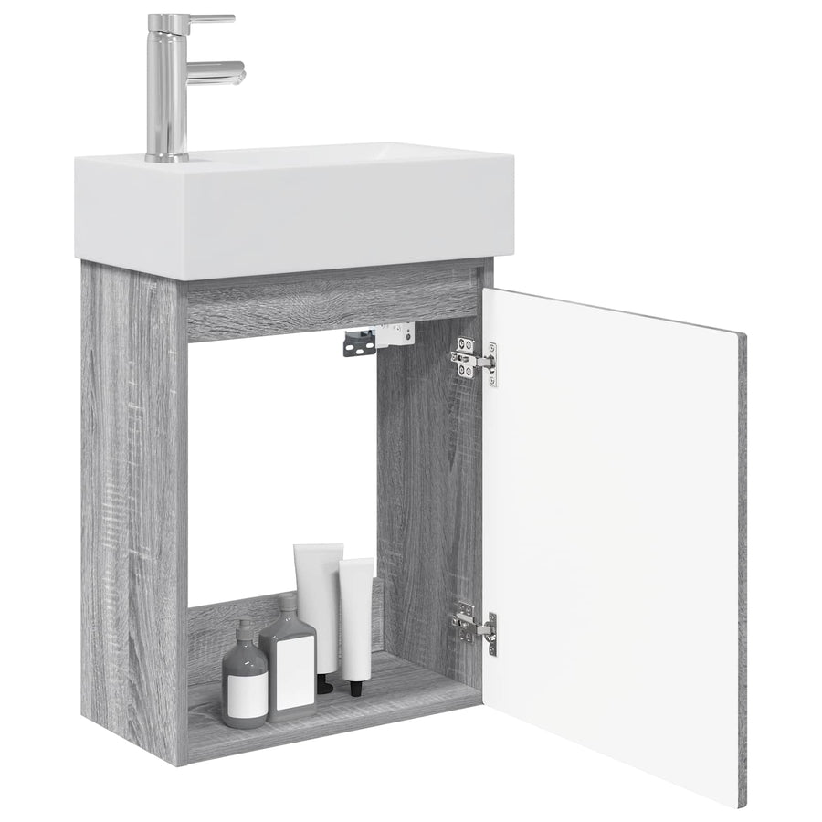 Badkamermeubel met kraan Grijs Sonoma 45,5 x 25,5 x 84 cm
